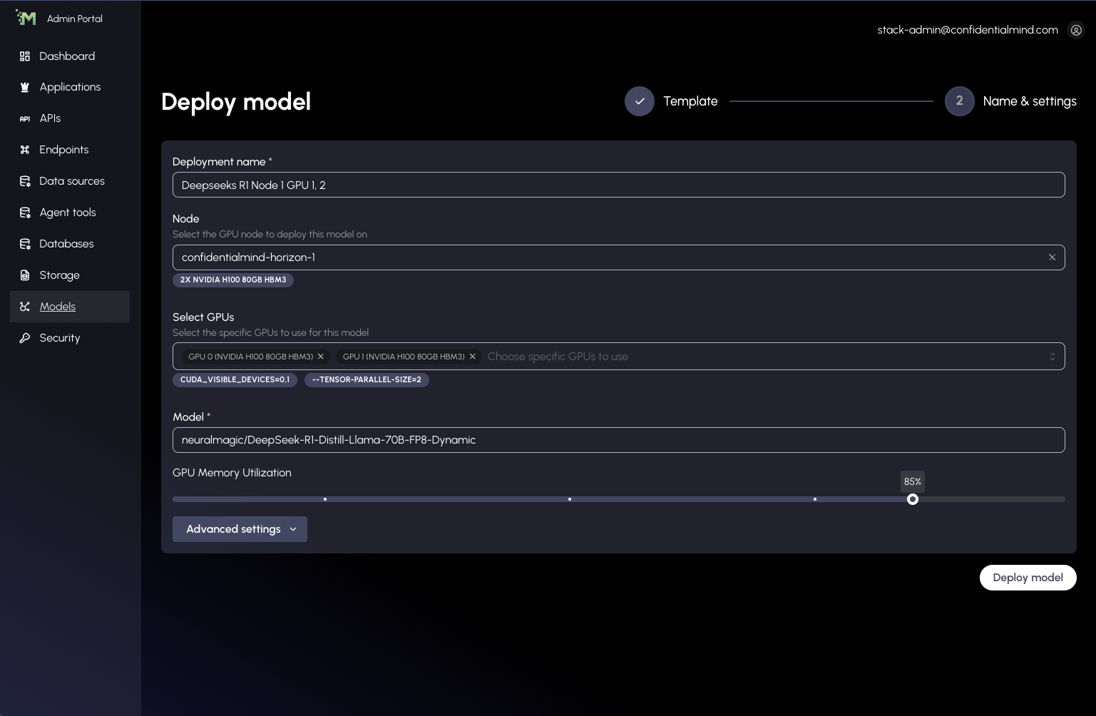 Model Deployment Interface