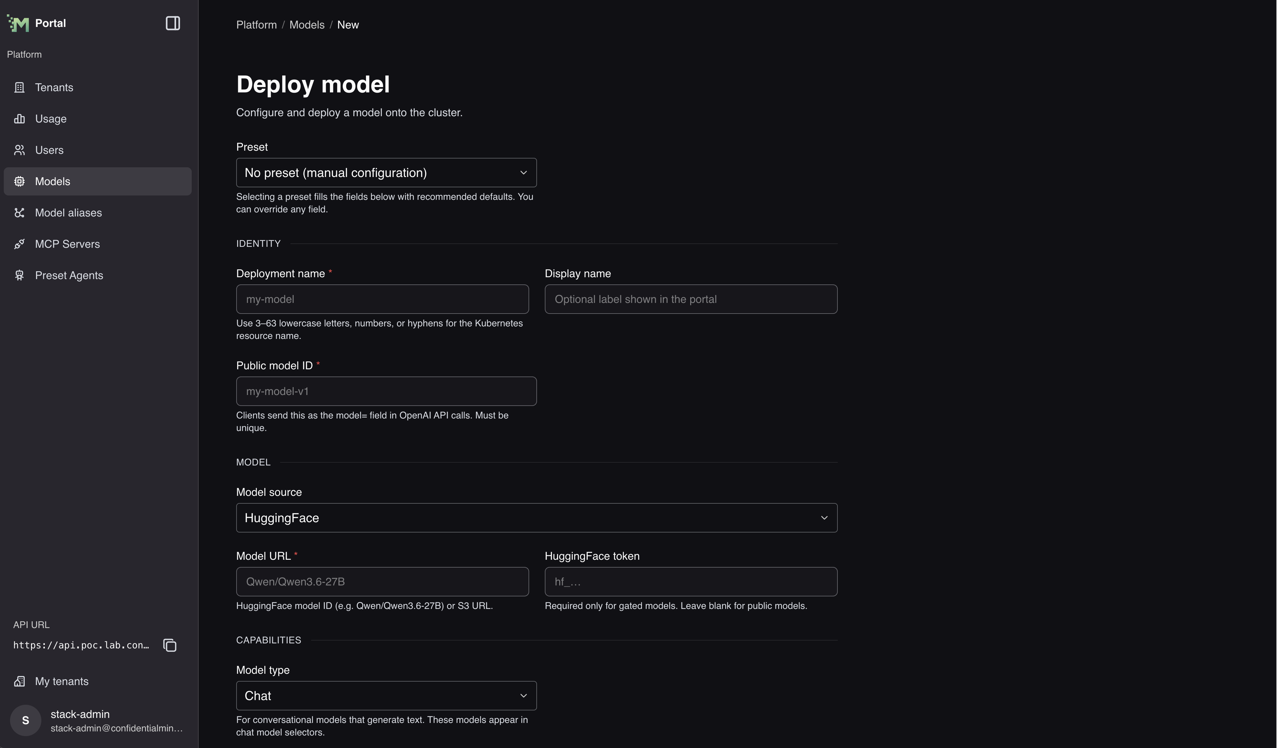 Portal model deployment