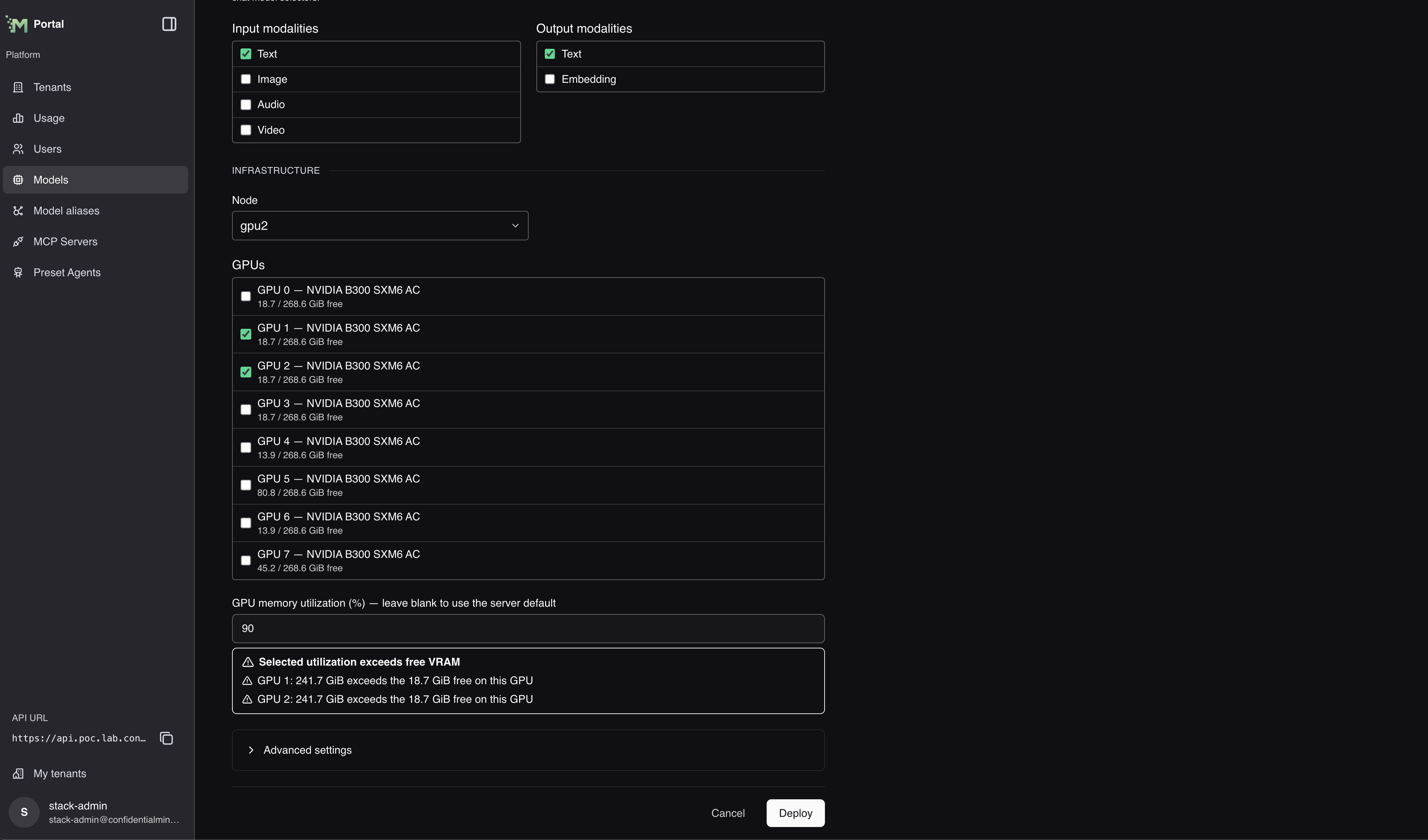 Portal node and GPU selection
