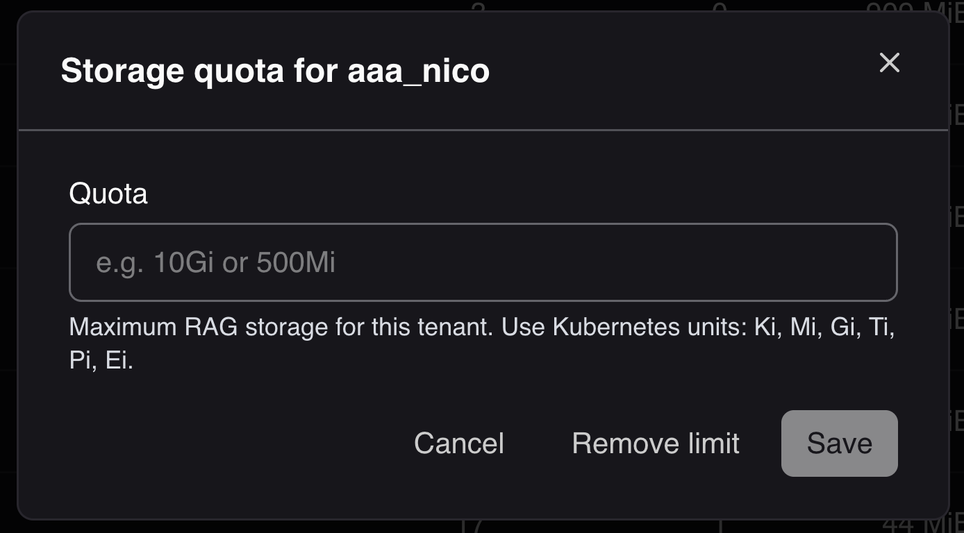 Portal tenant storage quota