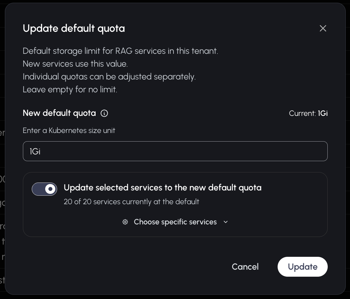 Default Quota Controls