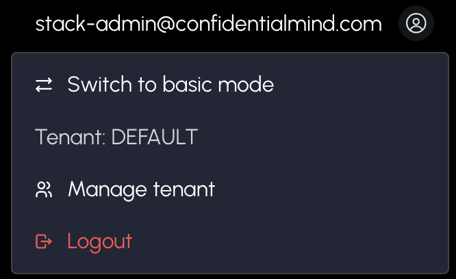 Tenant admin panel button